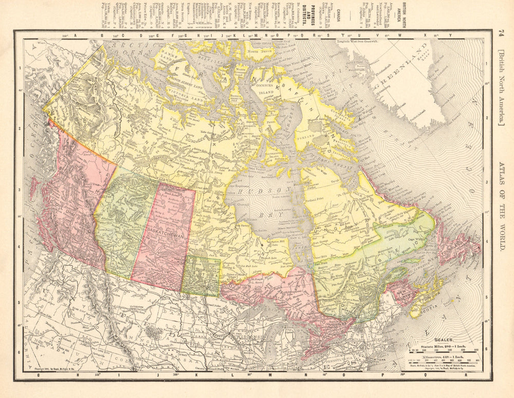 Dominion of Canada. Manitoba pre-1912 expansion. RAND MCNALLY 1906 old map