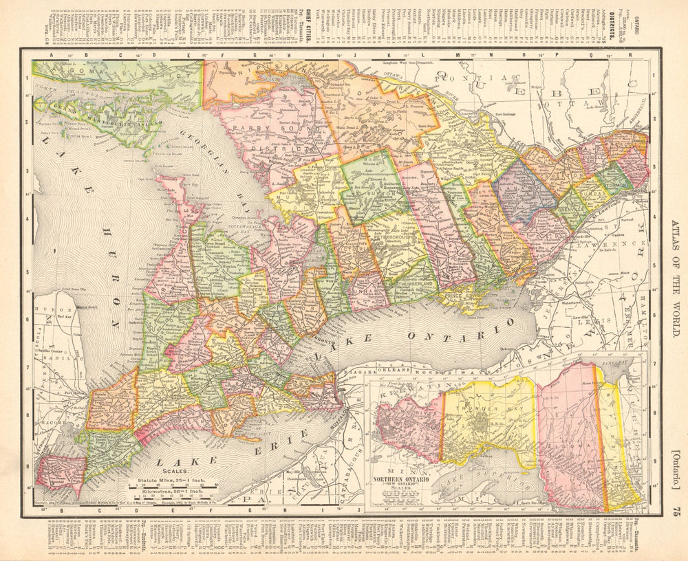 Ontario. Northern Ontario (“New Ontario”). Canada. RAND MCNALLY 1906 old map