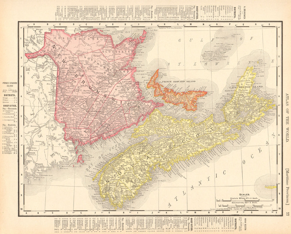 Maritime Provinces. Nova Scotia PEI New Brunswick. Canada. RAND MCNALLY 1906 map