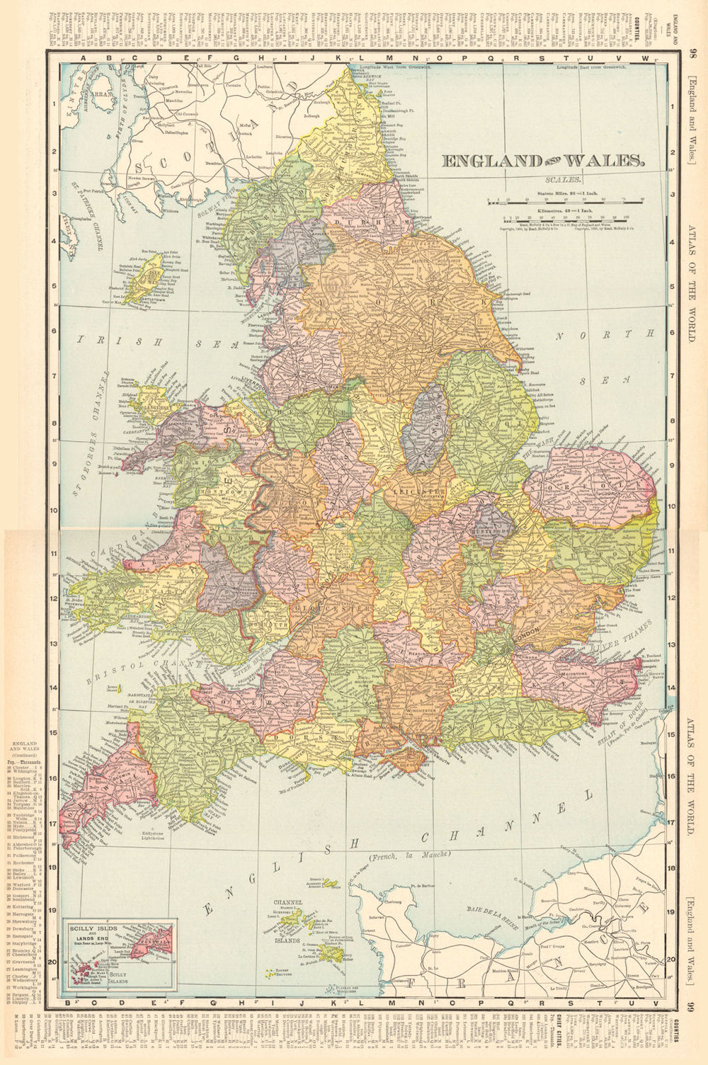England and Wales in counties. Great Britain. RAND MCNALLY 1906 old map