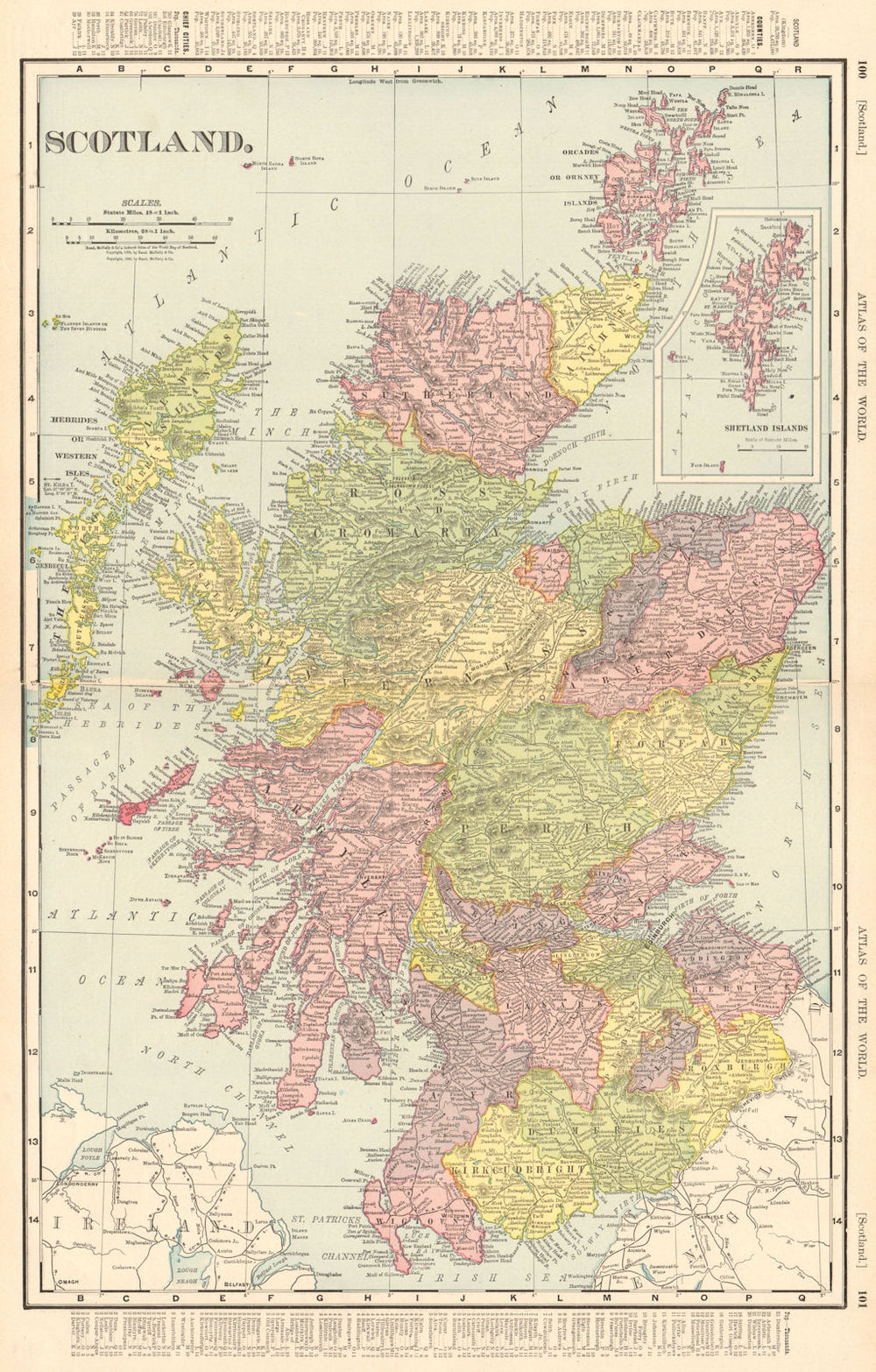 Scotland in counties. RAND MCNALLY 1906 old antique vintage map plan chart