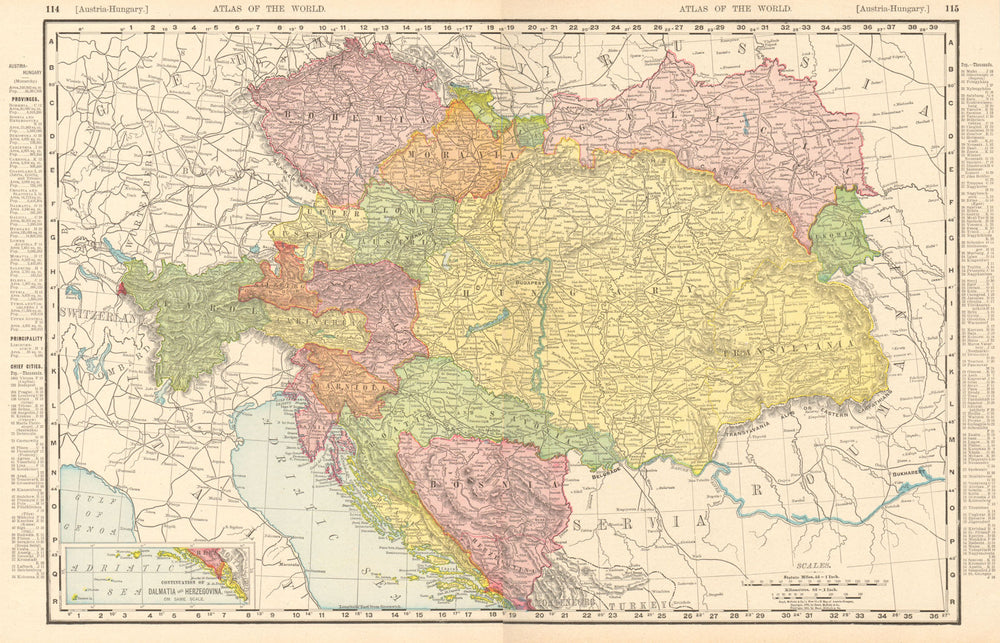 Austria-Hungary. Tyrol Bohemia Galicia Bosnia Croatia. RAND MCNALLY 1906 map