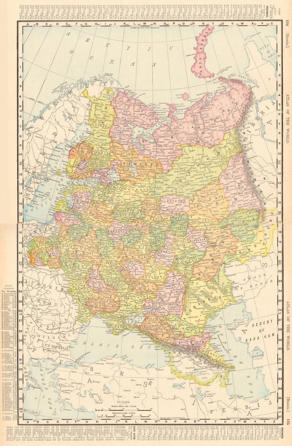 RUSSIA IN EUROPE. Poland Ukraine Caucasus Finland. RAND MCNALLY 1906 old map