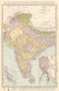 British India. Burma Malaya Nepal Bhutan. RAND MCNALLY 1906 old antique map