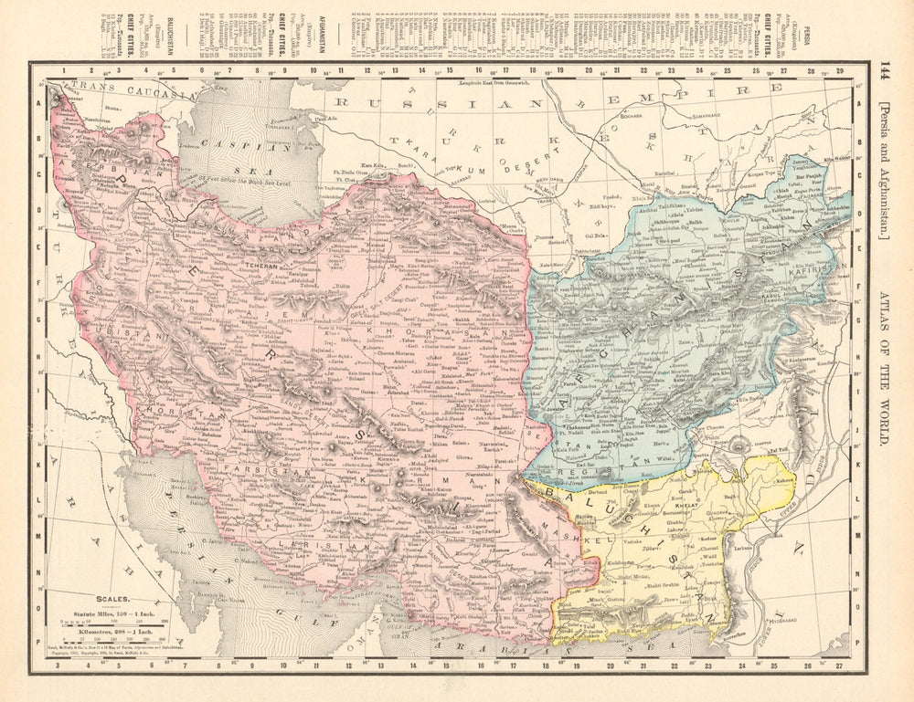 Persia, Afghanistan and Baluchistan. South West Asia. RAND MCNALLY 1906 map