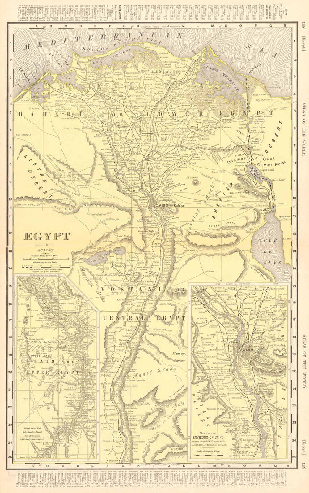 Egypt & Nile River valley. Cairo environs. RAND MCNALLY 1906 old antique map