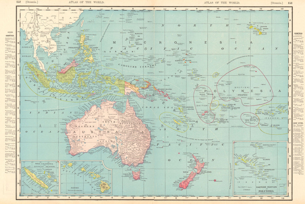 OCEANIA. Australasia Polynesia Micronesia Melanesia. RAND MCNALLY 1906 old map