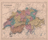 Switzerland and the passes of the Alps. Railways. HUGHES 1876 old antique map