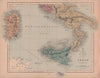Southern Italy. Sardinia & Sicily. Railways. HUGHES 1876 old antique map chart