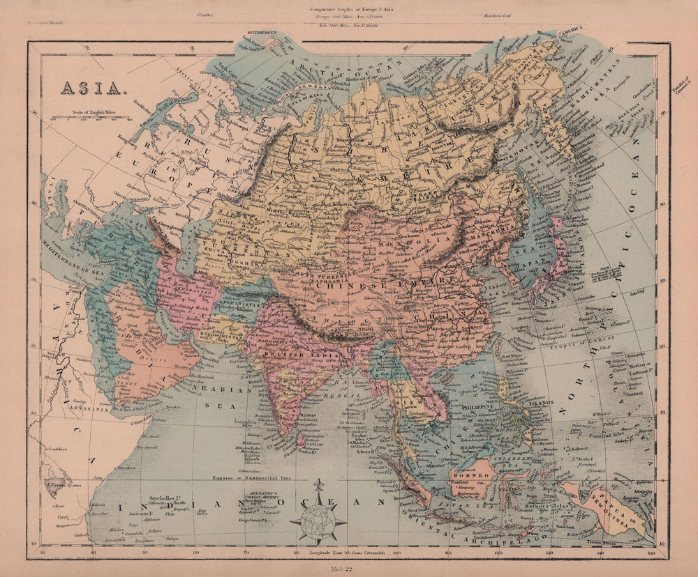 Asia. British India Siam Annam Burmah Persia Arabia.HUGHES 1876 old map