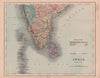 Southern India, Ceylon/Sri Lanka & the Maldives. HUGHES 1876 old antique map