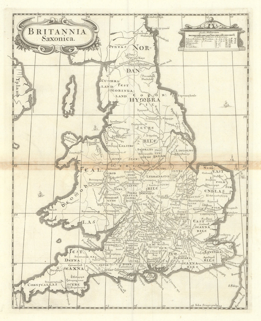 Saxon Britain.'BRITANNIA SAXONICA' by ROBERT MORDEN.Camden's Britannia 1695 map