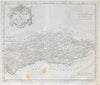 SUSSEX by ROBERT MORDEN from Camden's Britannia 1722 old antique map chart