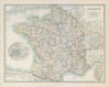 FRANCE showing important battlefields and dates. JOHNSTON 1915 old antique map