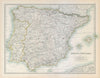 SPAIN & PORTUGAL showing Napoleonic battlefields & dates. JOHNSTON 1915 map