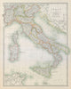 ITALY. Railways. Key battlefields & dates. JOHNSTON 1915 old antique map chart