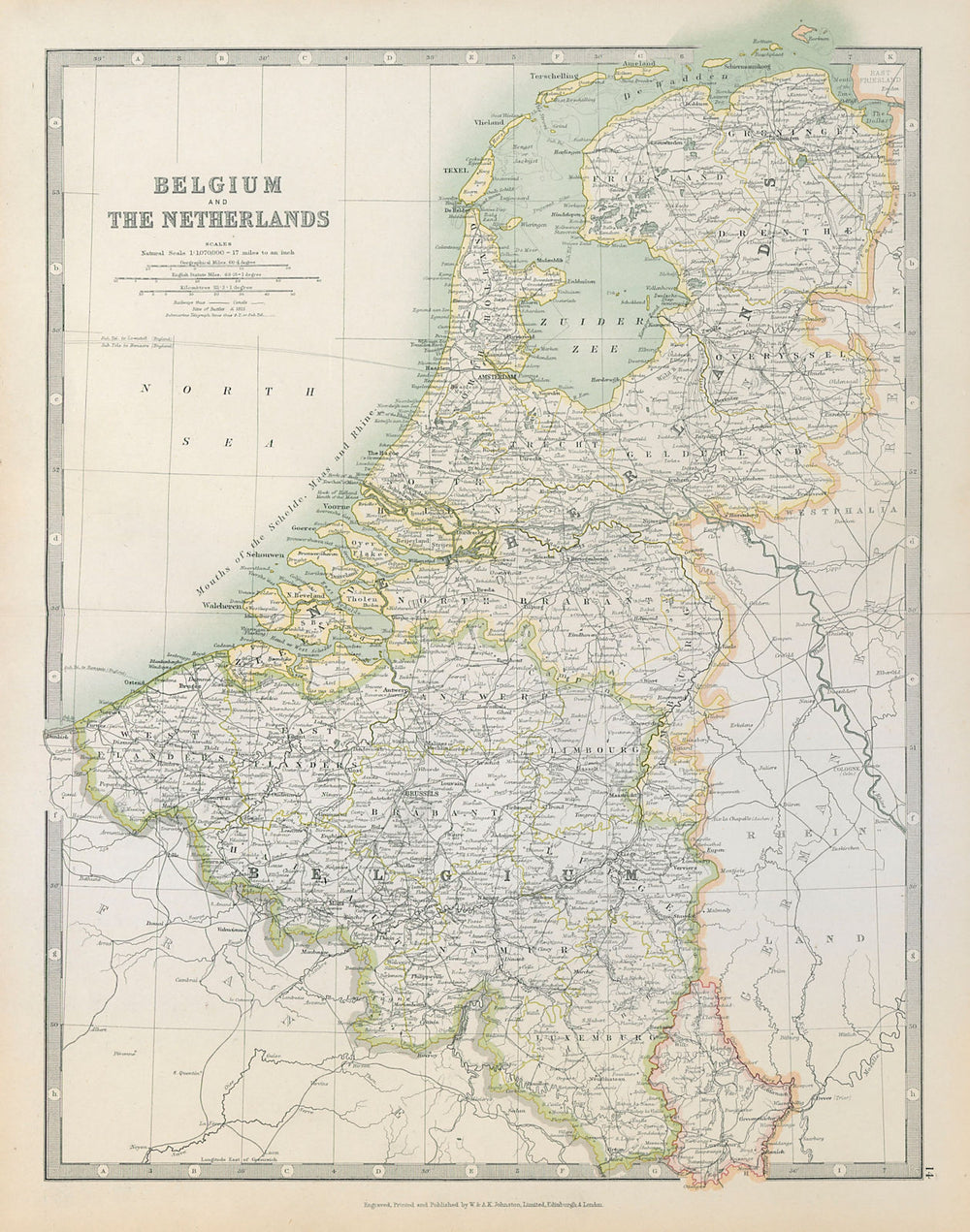 BENELUX. Shows 1815 Battlefields. Belgium & Netherlands. JOHNSTON 1915 old map