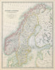 SCANDINAVIA. Sweden & Norway. Gulf of Bothnia. JOHNSTON 1915 old antique map