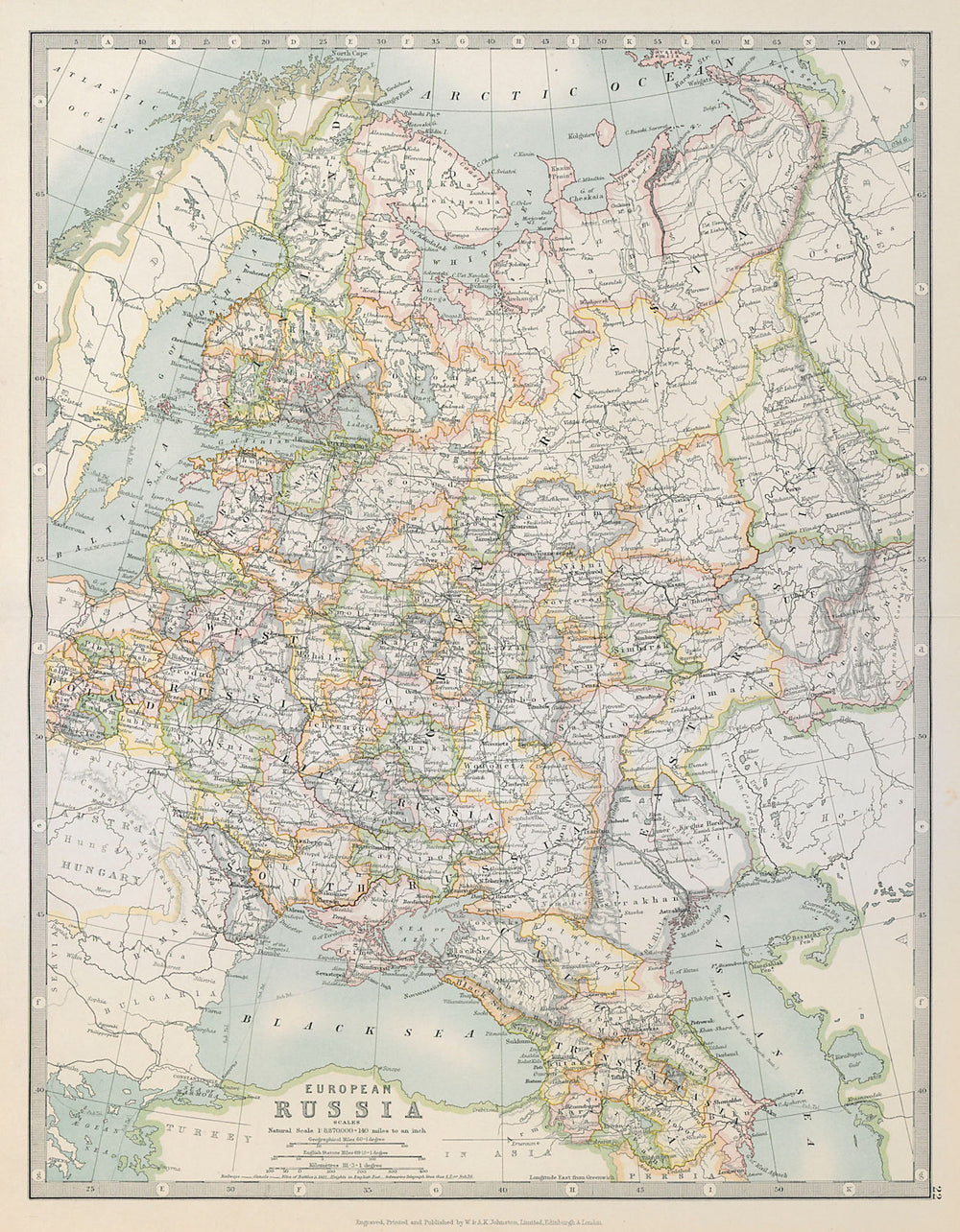 EUROPEAN RUSSIA. 1812 Napoleonic battlefields are marked. JOHNSTON 1915 map