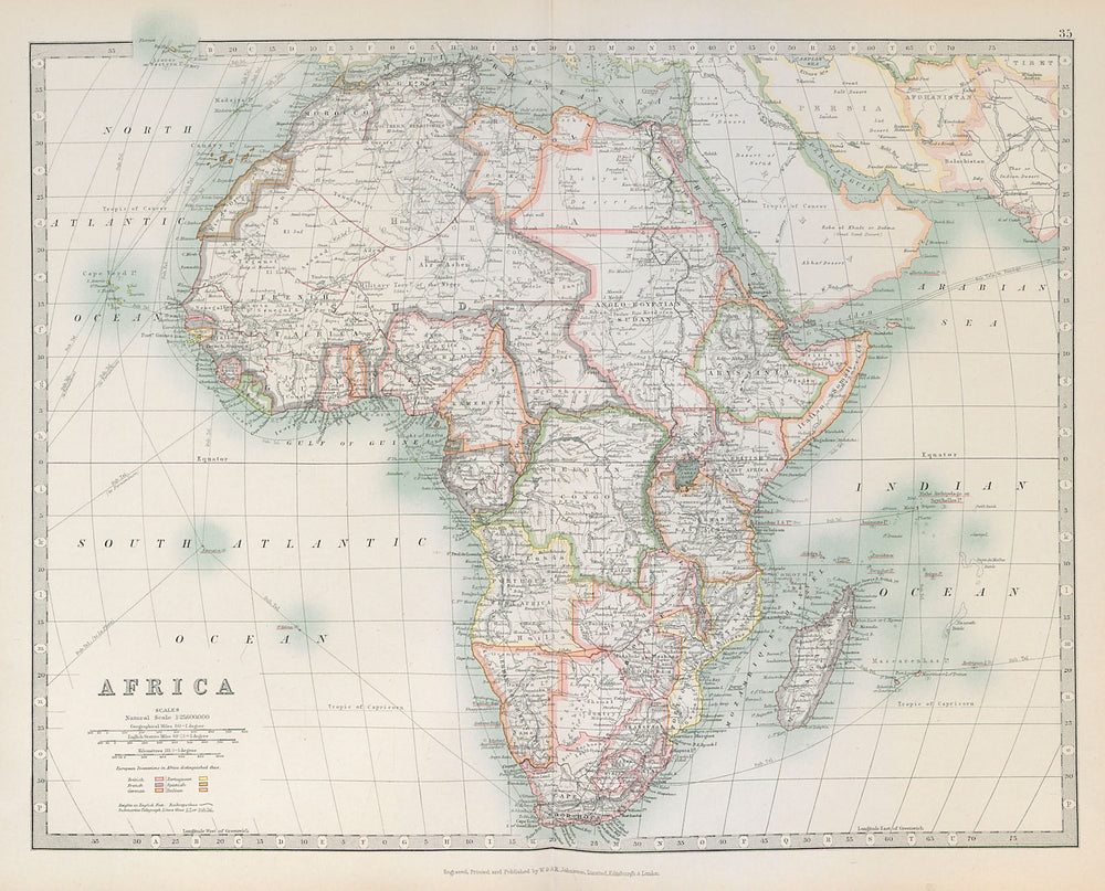 COLONIAL AFRICA. Kamerun borders reflect 1911 Treaty of Fez. JOHNSTON 1915 map