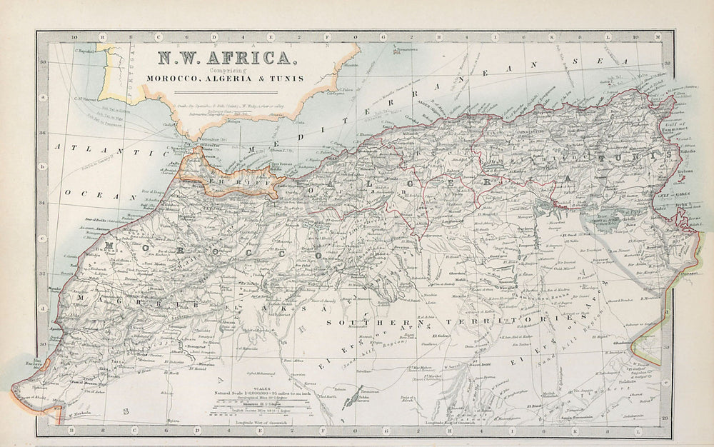 MAGHREB. Morocco Algeria & Tunisia. Er Riff. North Africa. JOHNSTON 1915 map