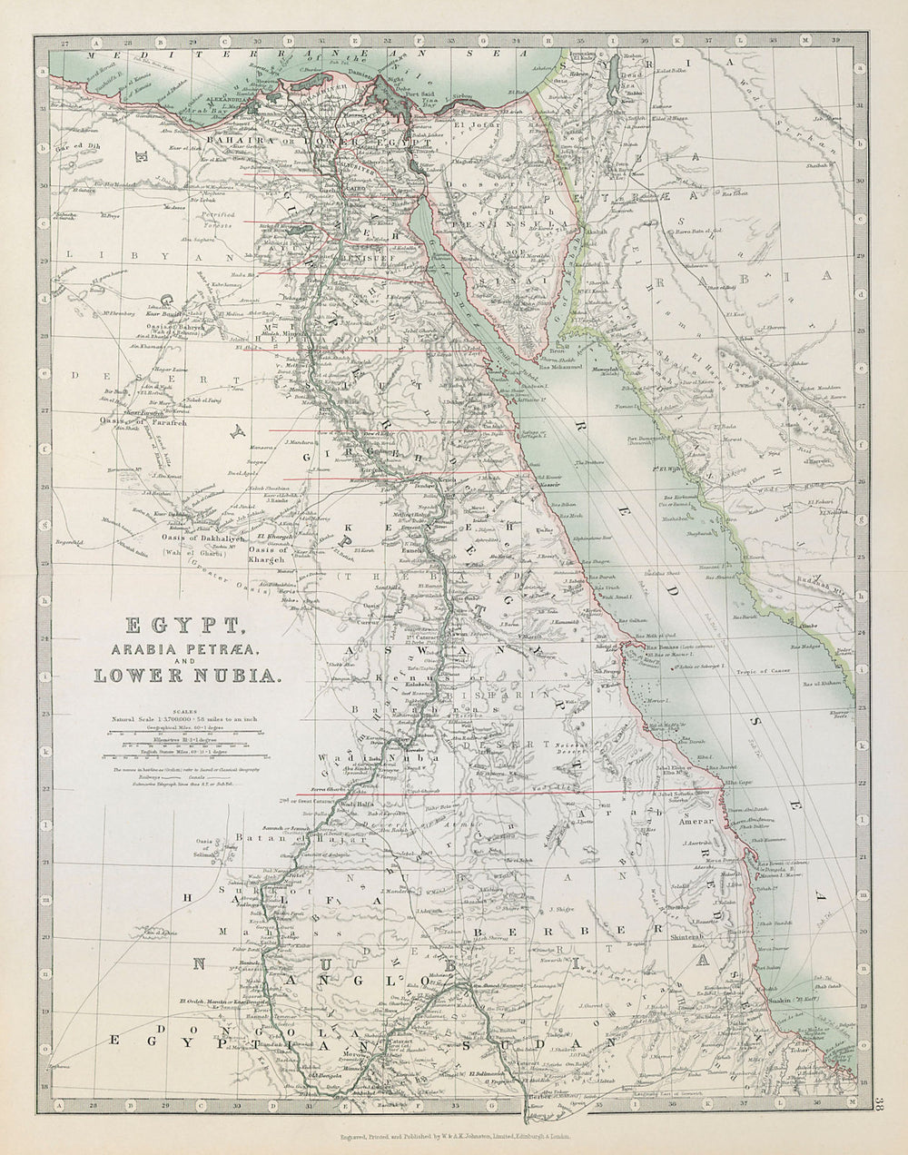 EGYPT ARABIA PETRAEA LOWER NUBIA. Nile Valley Red Sea Sharm El Sheikh 1915 map