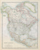NORTH AMERICA. United States Canada Mexico. Railways. JOHNSTON 1915 old map