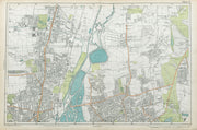 TOTTENHAM WALTHAMSTOW EDMONTON Chingford Hale End Epping Forest. BACON  1920 map