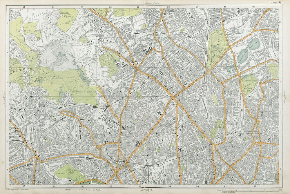 HAMPSTEAD ISLINGTON Camden Highgate Finsbury Park Primrose Hill. BACON  1920 map