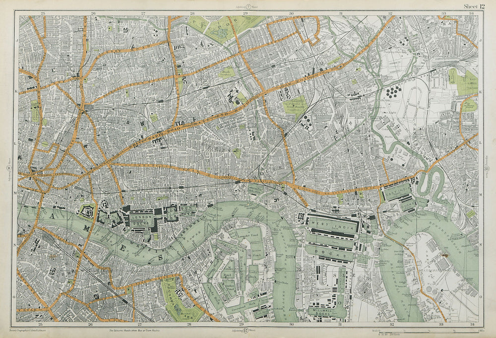 LONDON City East End Southwark Bethnal Green Docks Shoreditch. BACON  1920 map