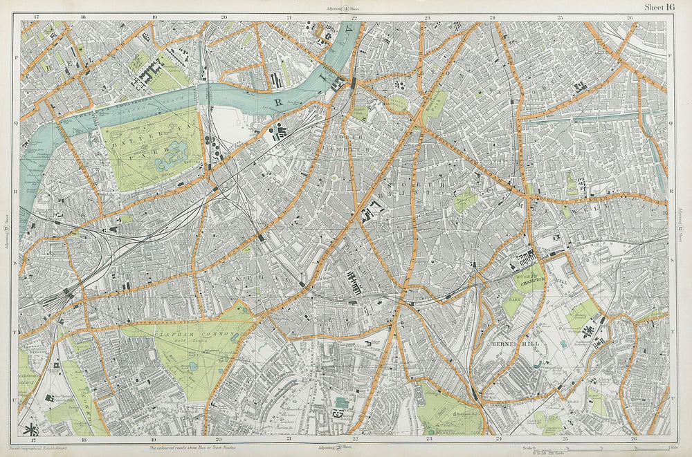 S LONDON Clapham Brixton Lambeth Battersea Chelsea Camberwell. BACON  1920 map