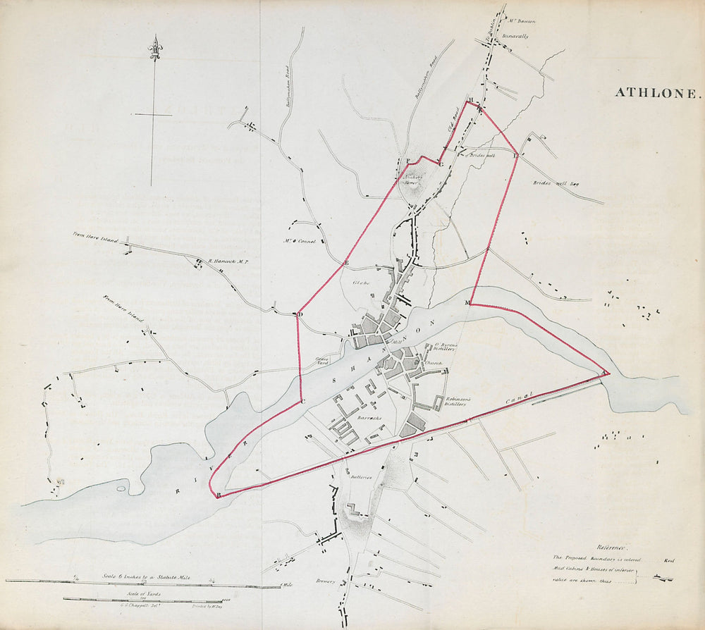 ATHLONE town/borough plan. REFORM ACT. County Westmeath. Leinster 1832 old map