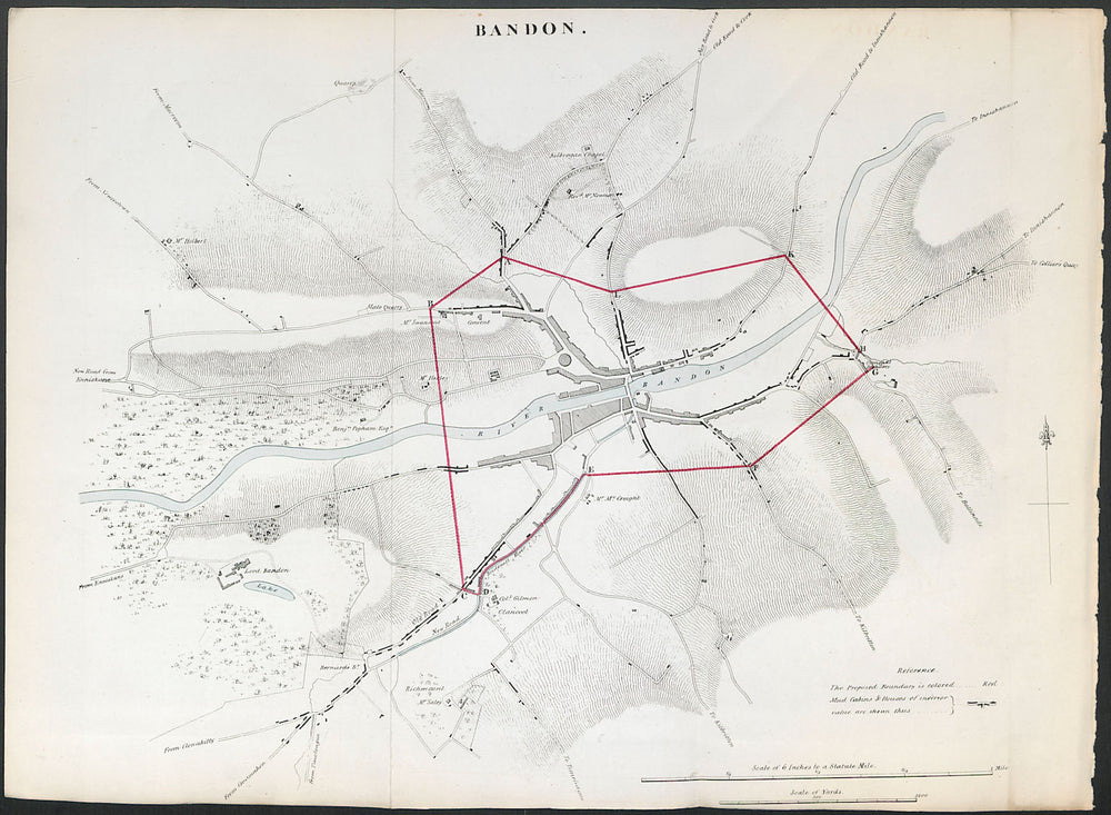 BANDON town/borough plan. REFORM ACT. County Cork. Munster 1832 old map