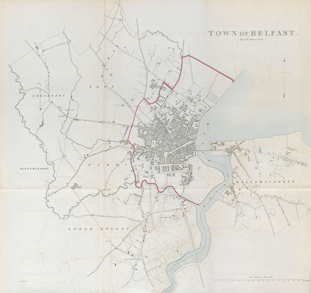 'TOWN OF BELFAST' city/borough plan. REFORM ACT. Antrim/Down. Ulster 1832 map