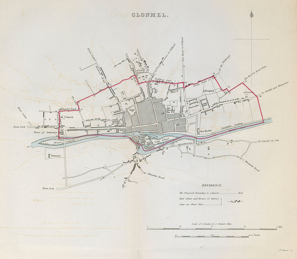 CLONMEL town/borough plan. REFORM ACT. County Tipperary. Munster 1832 old map
