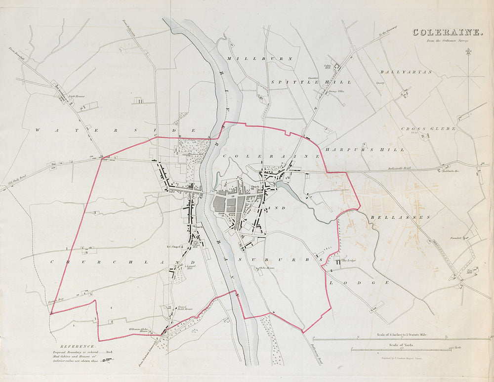 COLERAINE town/borough plan. REFORM ACT. County Londonderry. Ulster 1832 map