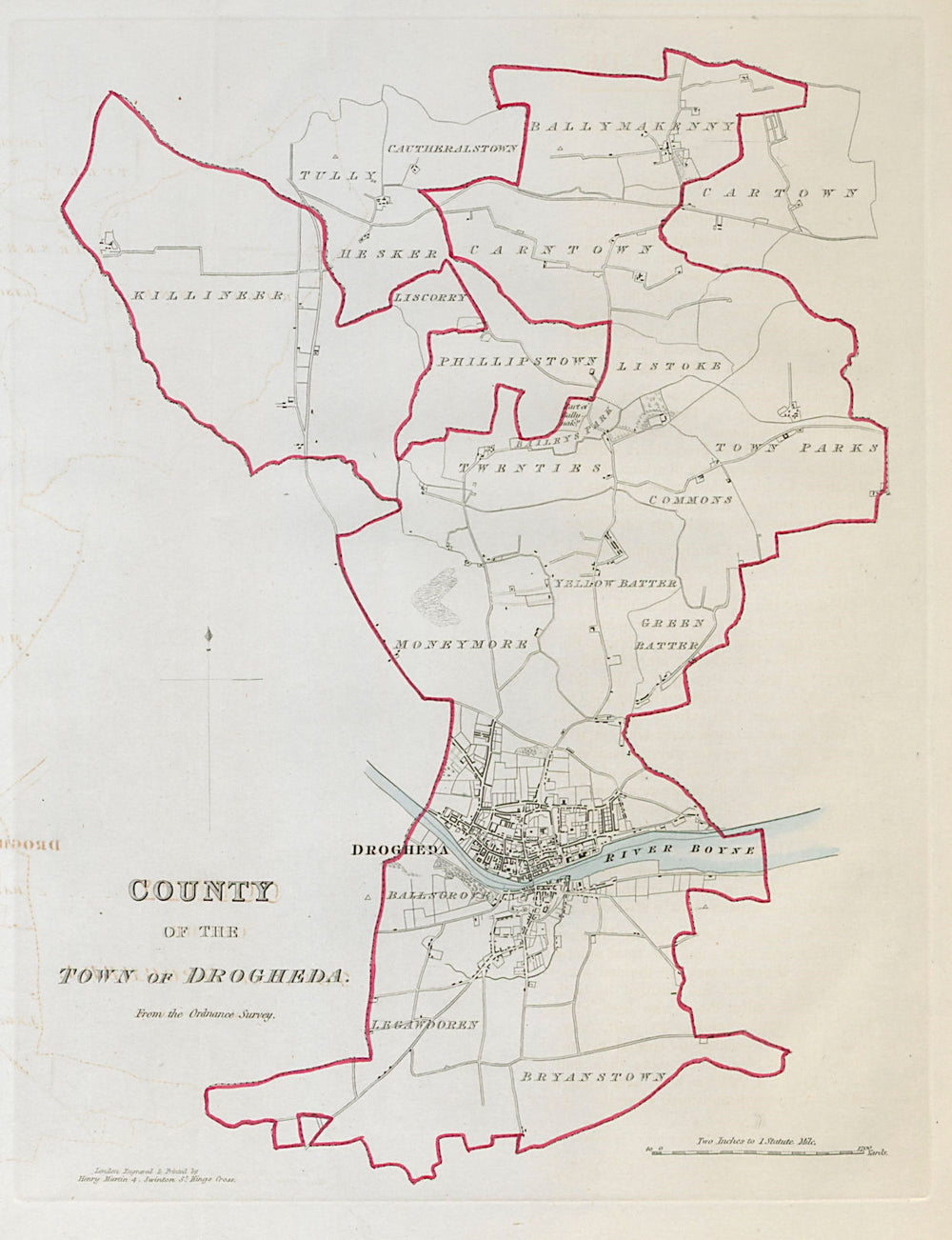 COUNTY OF THE TOWN OF DROGHEDA borough plan. REFORM ACT Louth Leinster 1832 map