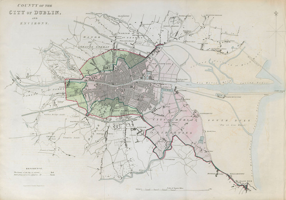 'COUNTY OF THE CITY OF DUBLIN' town/borough plan. REFORM ACT. Leinster 1832 map