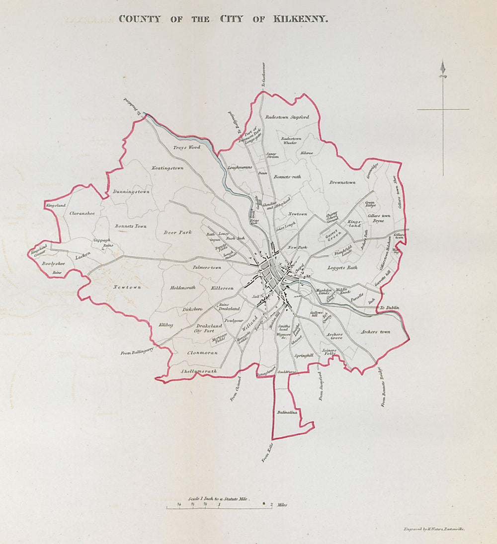 'COUNTY OF THE CITY OF KILKENNY' town/borough plan. REFORM ACT Leinster 1832 map