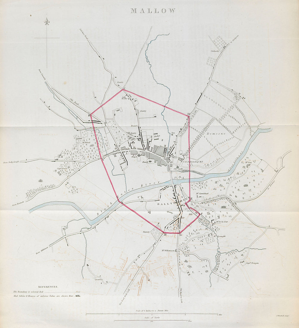 MALLOW town/borough plan. REFORM ACT. County Cork. Munster 1832 old map