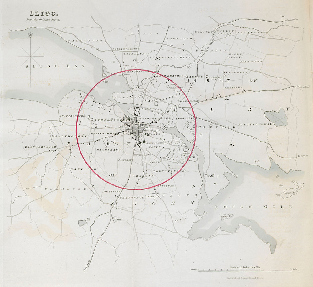 SLIGO town/borough plan. REFORM ACT. Connaught 1832 old antique map chart