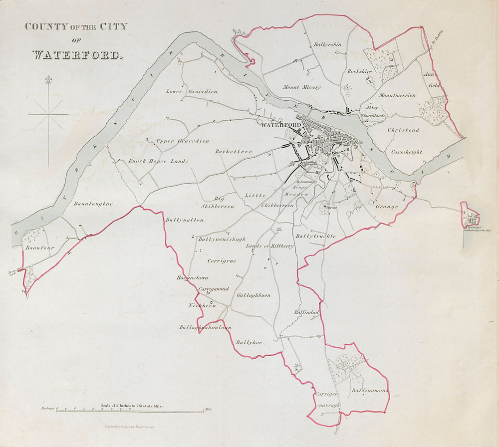COUNTY OF THE CITY OF WATERFORD town/borough plan. REFORM ACT. Munster 1832 map