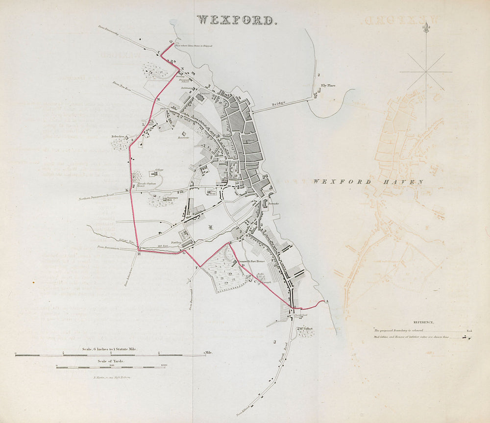 WEXFORD town/borough plan. REFORM ACT. Leinster 1832 old antique map chart