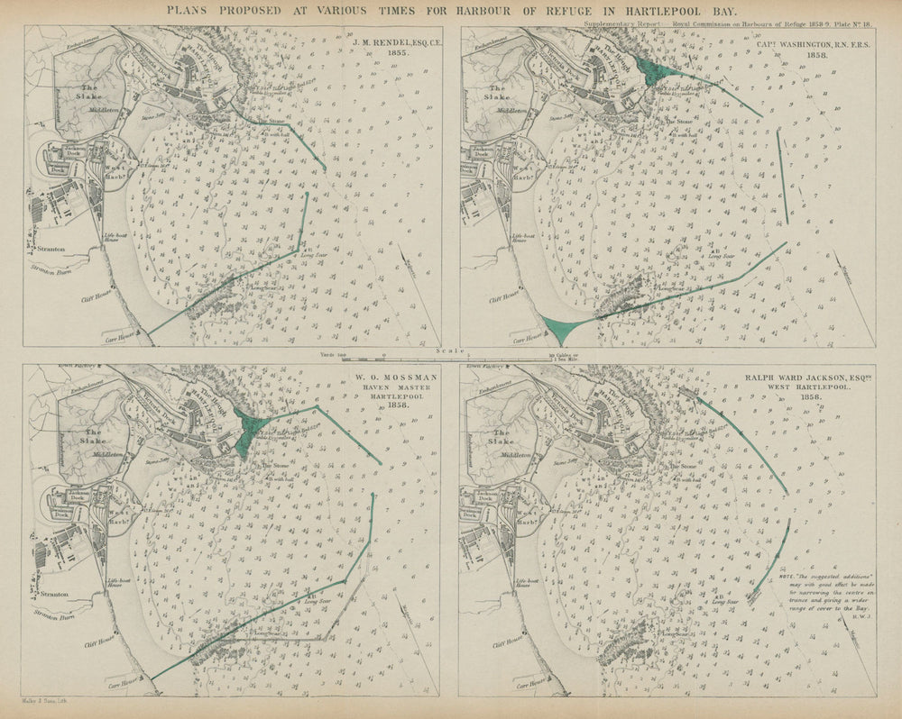 Hartlepool Bay proposed breakwaters. Rendel Washington Mossman Jackson 1859 map