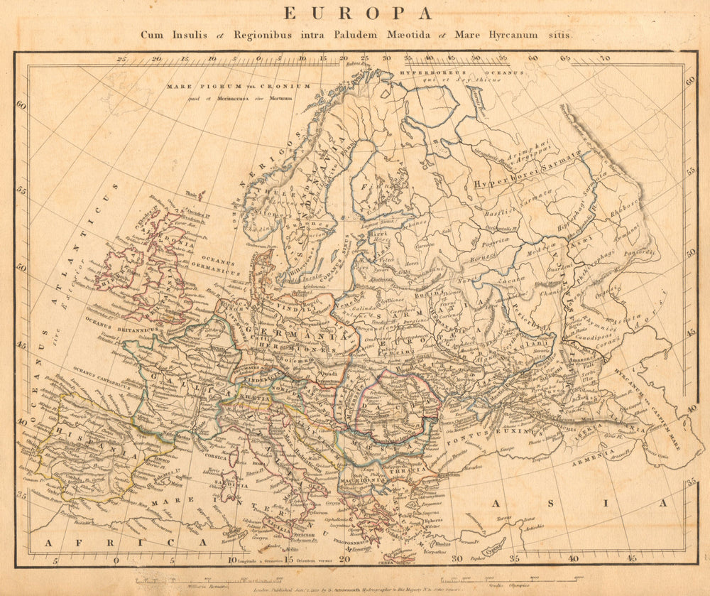 ANCIENT ROMAN EUROPE. Europa. Germania Gallia Hispania. ARROWSMITH 1828 map