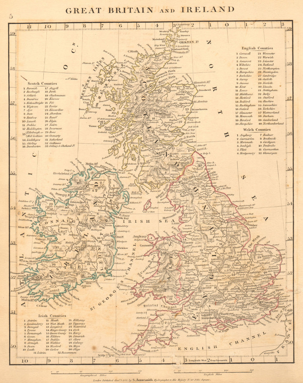 GREAT BRITAIN & IRELAND. British Isles. Roman Roads. ARROWSMITH 1828 old map