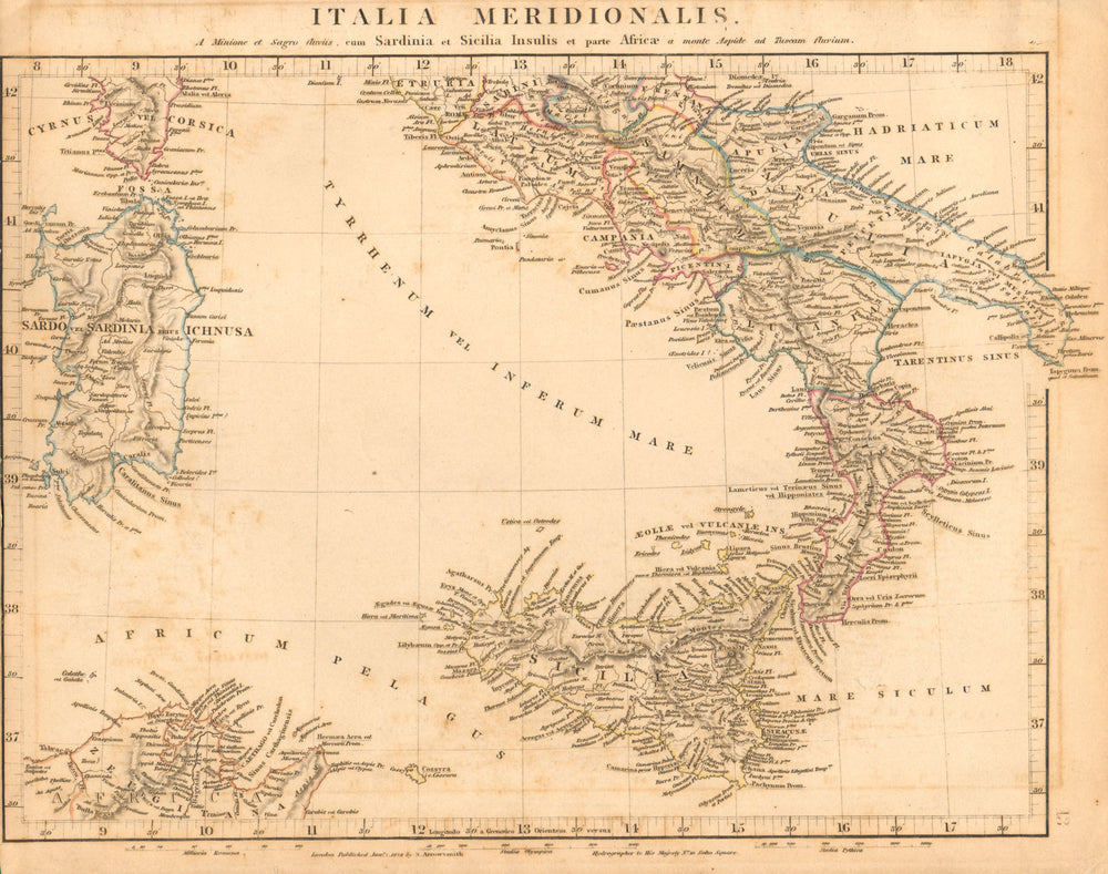 ANCIENT ROMAN ITALY SOUTH. Italia Meridionalis. Sicilia. ARROWSMITH 1828 map