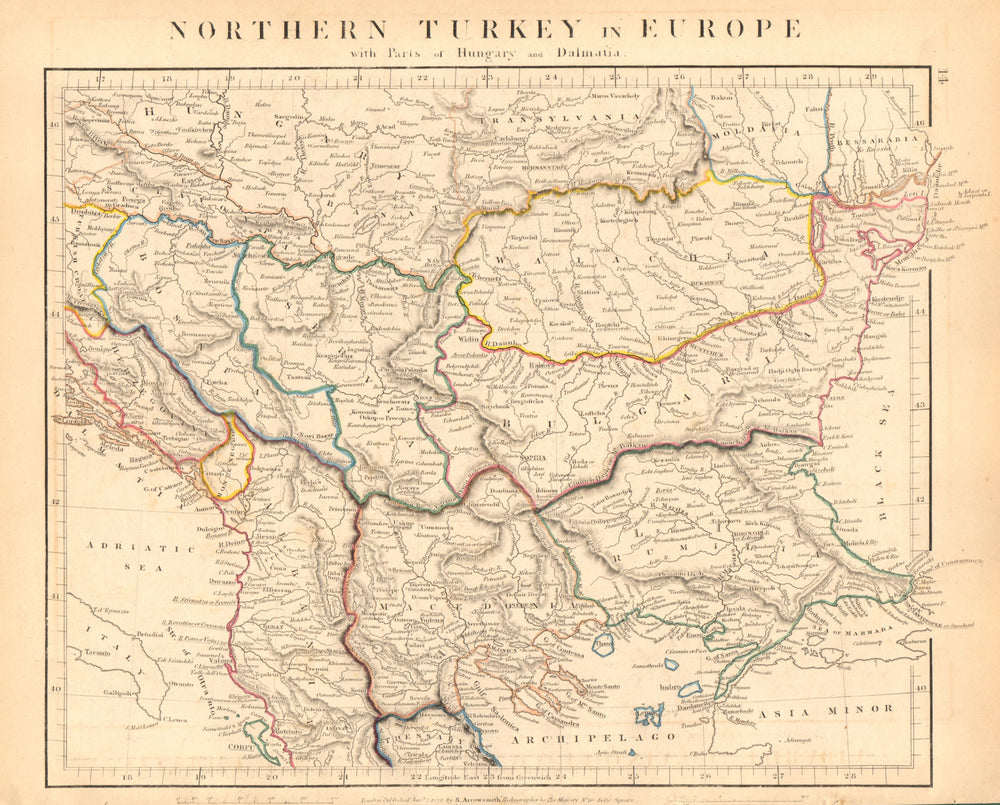 BALKANS. Northern Turkey In Europe. Rumilia Wallachia. ARROWSMITH 1828 old map