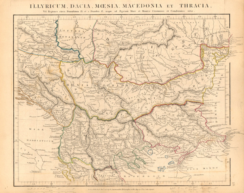 ANCIENT ROMAN BALKANS. Illyricum Dacia Moesia Macedonia. ARROWSMITH 1828 map