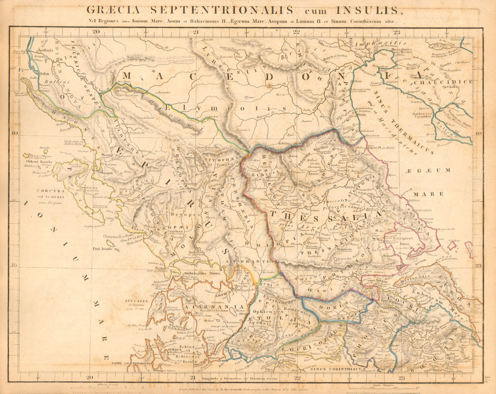 GRAECIA SEPTENTRIONALIS. Ancient Northern Greece. ARROWSMITH 1828 old map